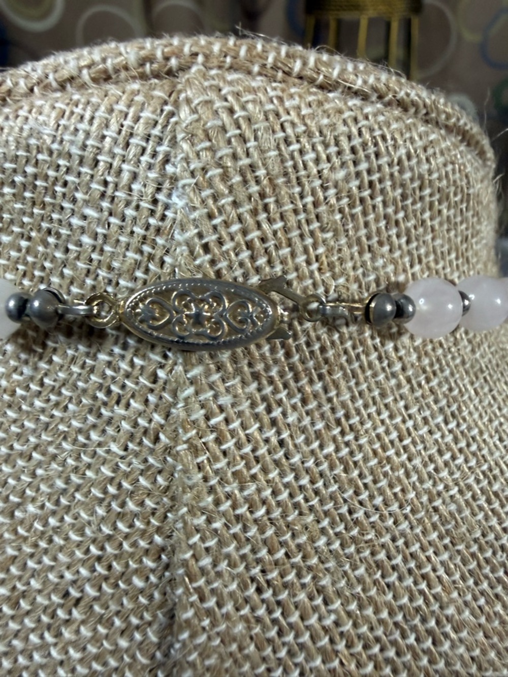 Elegant Vintage Rose Quartz Bead Necklace V6 - Picture 3 of 3